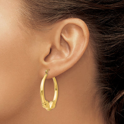 14K Polished Ram Hoop Earrings, 35.75 x 5mm