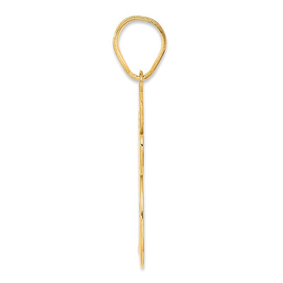 14K Brushed Border Script Number 15 Pendant