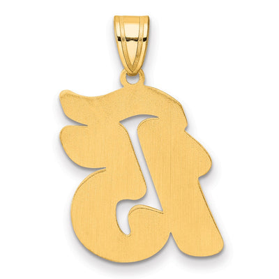 14K Brushed Border Script Number 15 Pendant