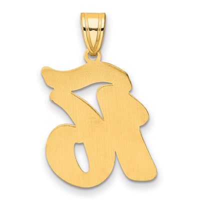14K Brushed Border Script Number 16 Pendant