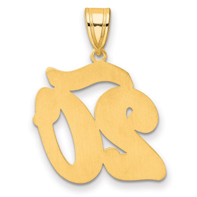14K Brushed Border Script Number 20 Pendant