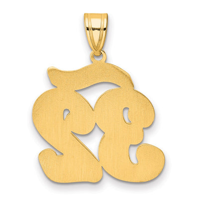 14K Brushed Border Script Number 32 Pendant