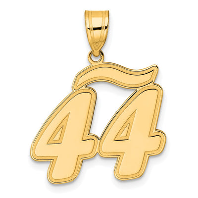 14K Brushed Border Script Number 44 Pendant