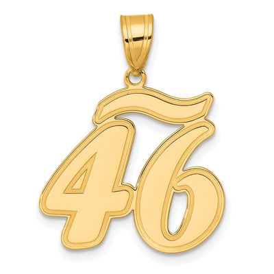 14K Brushed Border Script Number 46 Pendant