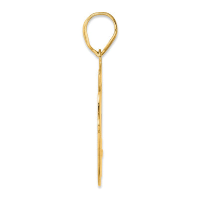 14K Brushed Border Script Number 50 Pendant