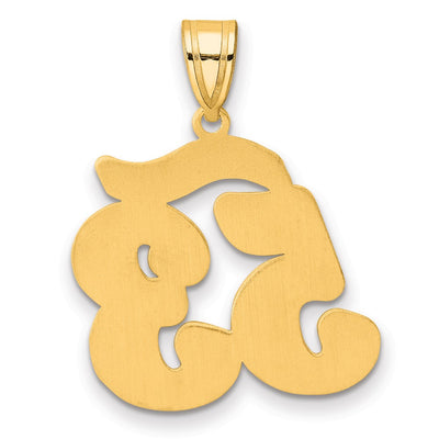 14K Brushed Border Script Number 53 Pendant