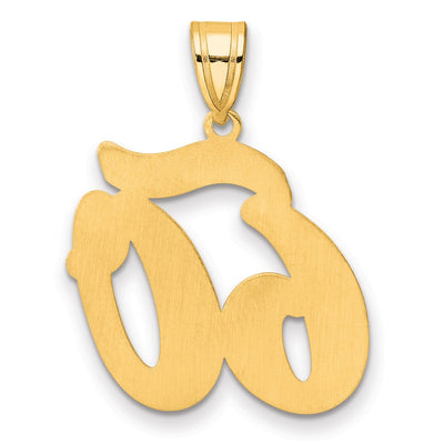 14K Brushed Border Script Number 60 Pendant