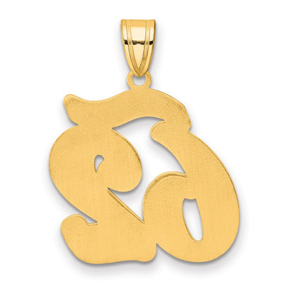 14K Brushed Border Script Number 62 Pendant
