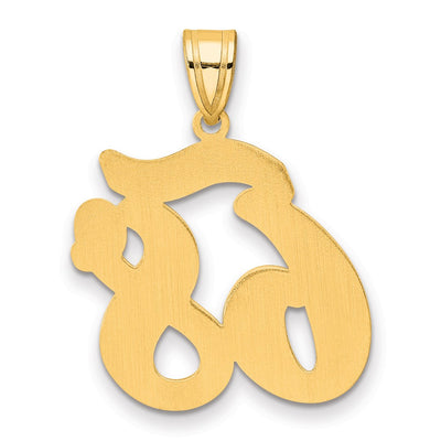 14K Brushed Border Script Number 68 Pendant
