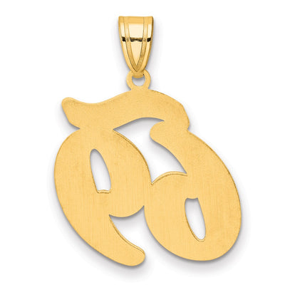 14K Brushed Border Script Number 69 Pendant