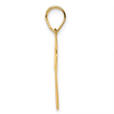 14K Brushed Border Script Number 77 Pendant