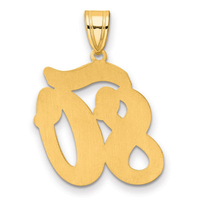 14K Brushed Border Script Number 80 Pendant