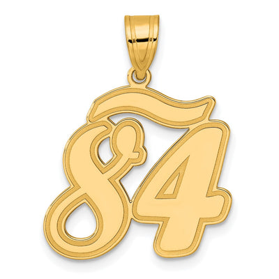 14K Brushed Border Script Number 84 Pendant