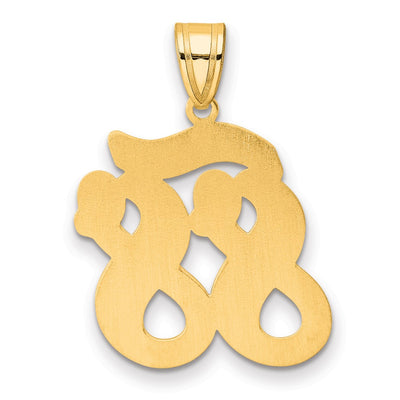 14K Brushed Border Script Number 88 Pendant