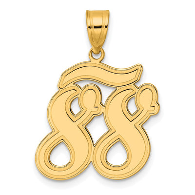 14K Brushed Border Script Number 88 Pendant