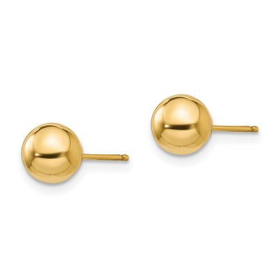 14K Madi K Polished Ball Post Earrings, 6 x 6mm