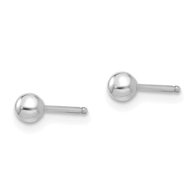 14K White Gold Madi K Polished Ball Post Earrings, 3 x 3mm