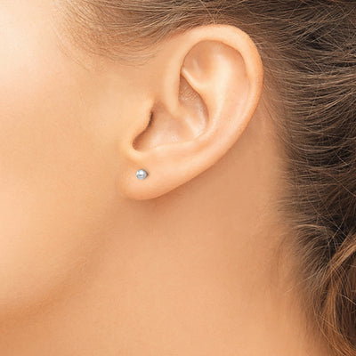 14K White Gold Madi K Polished Ball Post Earrings, 3 x 3mm