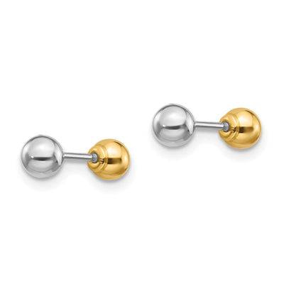 14K Two-tone Madi K Reversible Ball Earrings, 4 x 4mm