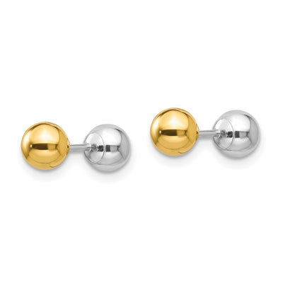 14K Two-tone Madi K Reversible Ball Earrings, 5 x 5mm