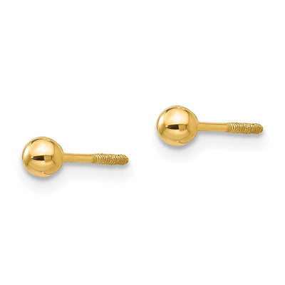 14K Madi K Polished Ball Screwback Earrings, 3 x 3mm