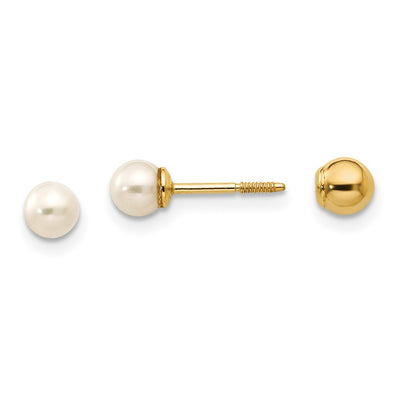 14K Madi K Reversible 3.75- FW Cultured Pearl & Gold Bead Earrings