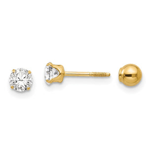 14k Madi K Polished Reversible CZ & Ball Earrings (Style SE269)