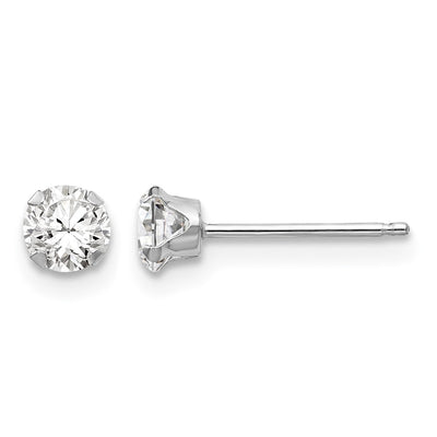 14K White Gold Madi K CZ Post Earrings, 4 x 4mm