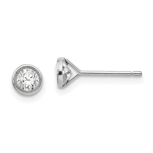 14k White Gold Madi K Bezel Set CZ Post Earrings (Style SE287)