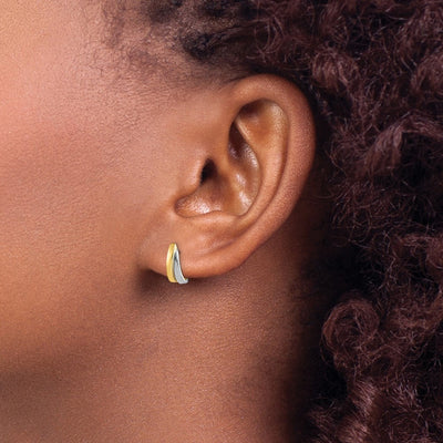 14K w/Rhodium Madi K Post Earrings, 9.9 x 0.00mm