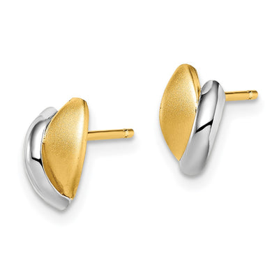 14K w/Rhodium Madi K Satin Leaf Post Earrings