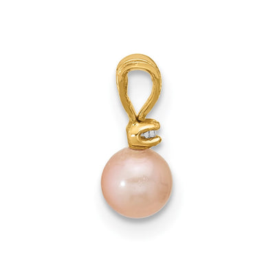 14K Madi K Pink Near-Round Freshwater Cultured Pearl and CZ Pendant