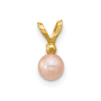 14K Madi K Pink Near-Round Freshwater Cultured Pearl and CZ Pendant