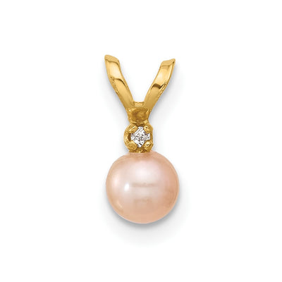 14K Madi K Pink Near-Round Freshwater Cultured Pearl and CZ Pendant