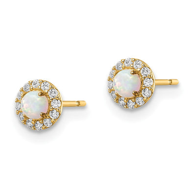 14K Madi K CZ And Created Opal Post Earrings
