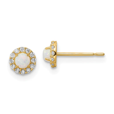 14K Madi K CZ And Created Opal Post Earrings