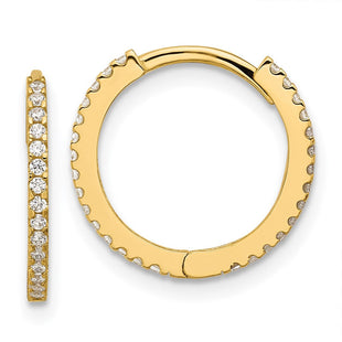 14k Madi K Polished CZ Hinged Huggie Hoop Earrings (Style SE3068)