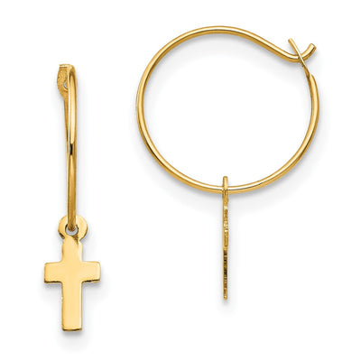 14K Madi K Endless Hoop w/Small Cross Earrings