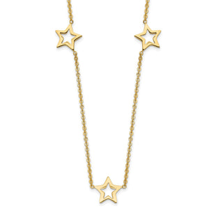14K Open Stars Necklace Plus Extension (Style SF1724-16)