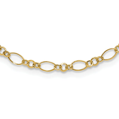 14K Polished Fancy Oval and Round Link, 18 x 3mm
