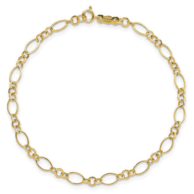 14K Polished Fancy Oval and Round Link, 18 x 3mm
