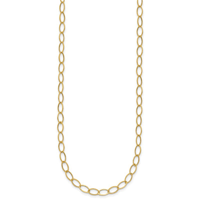 14K Polished Fancy Oval Link Necklace, 18 x 4mm