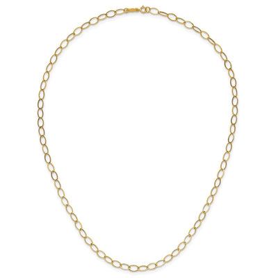 14K Polished Fancy Oval Link Necklace, 18 x 4mm