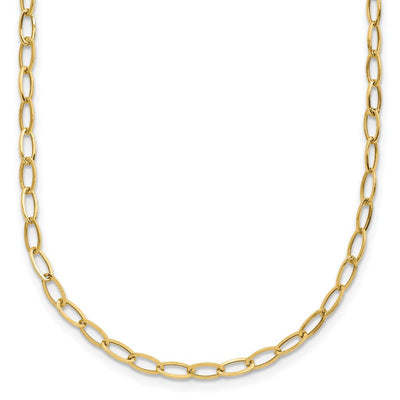 14K Polished Fancy Oval Link Necklace, 18 x 2.5mm
