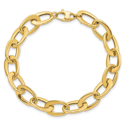 14K Polished Fancy Cable Link Bracelet, 8 x 9.7mm