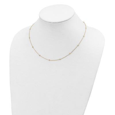 14K Polished Diamond-cut Tiny Puffed Circles 15-Station Bracelet