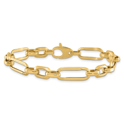 14K Polished Fancy Figaro Link Bracelet, 7.5 x 7.82mm