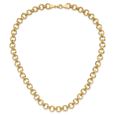 14K Polished Fancy Circle Link Necklace, 18 x 9.46mm