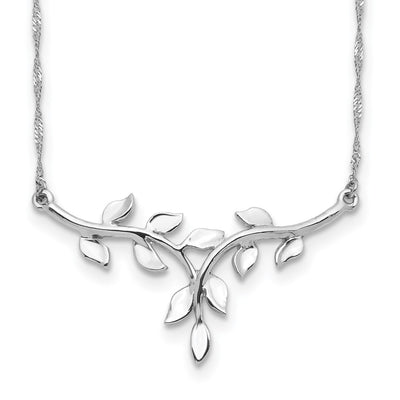14K White Polished Leaves Necklace