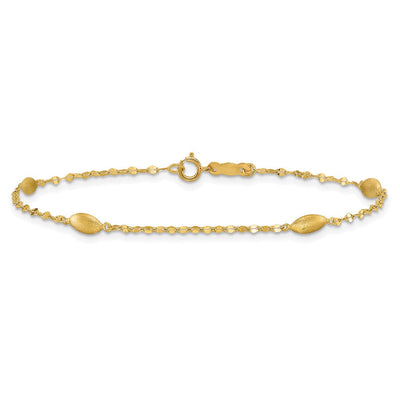 14K Diamond-cut Chain with Satin Oval Beads, 18 x 3.7mm